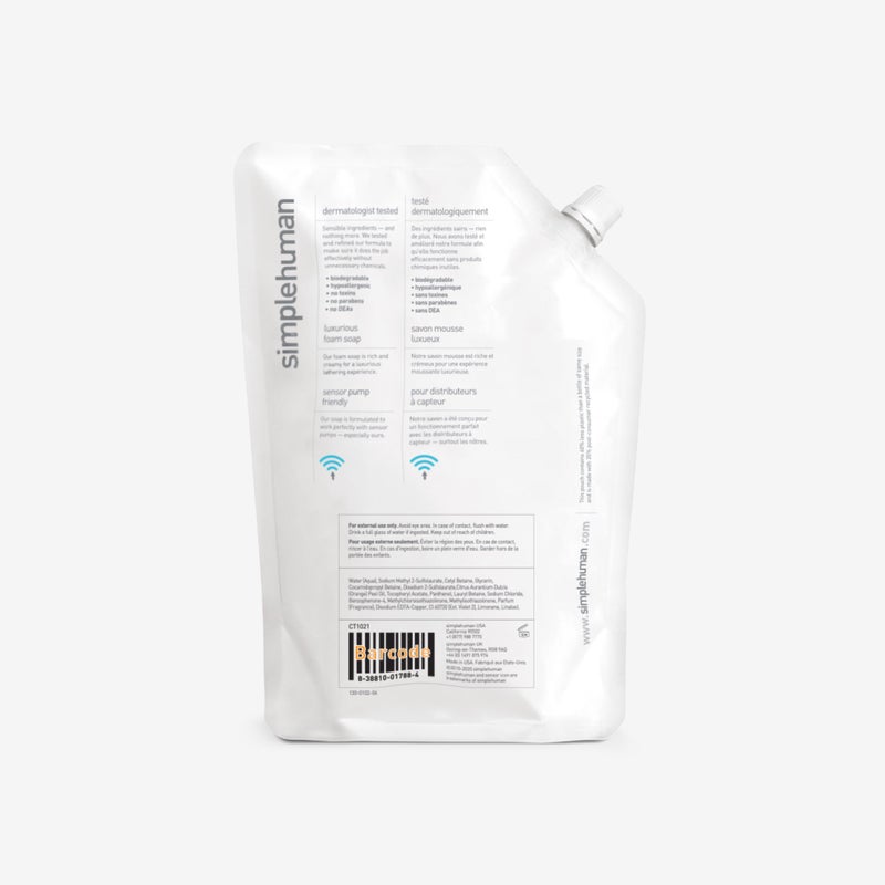simplehuman Spring Water Moisturizing Liquid Hand Soap Refill Pouch, 34 Fl. Oz. (Pack of 3) - Image 3
